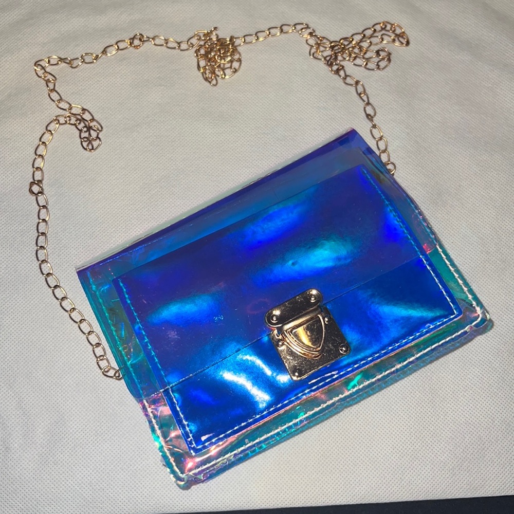 Iridescent crossbody clutch